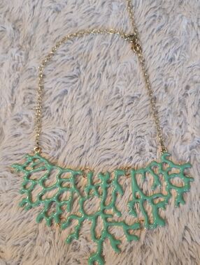 Jane Stone Gold-Tone Necklace with Turquoise Coral-Style Pendant